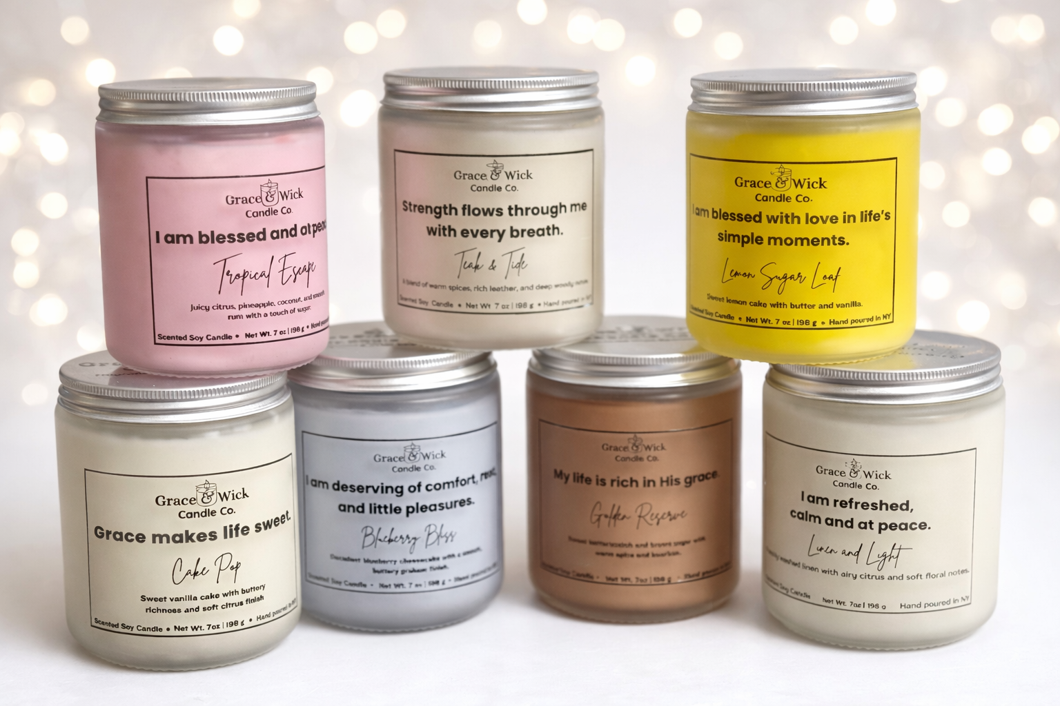 7 oz Hand Poured 100% Soy Affirmation Candles